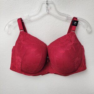 NWT Torrid Perfect T Shirt Boost Bra 46D Push Up Back Smoothing Red Floral Lace